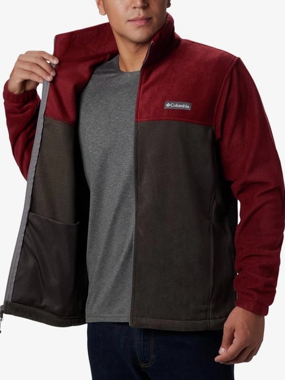 Men's Colombia Steens
Mountain 2.0 Fleece Full Zip
Jacket Burgundy & Gray 4X